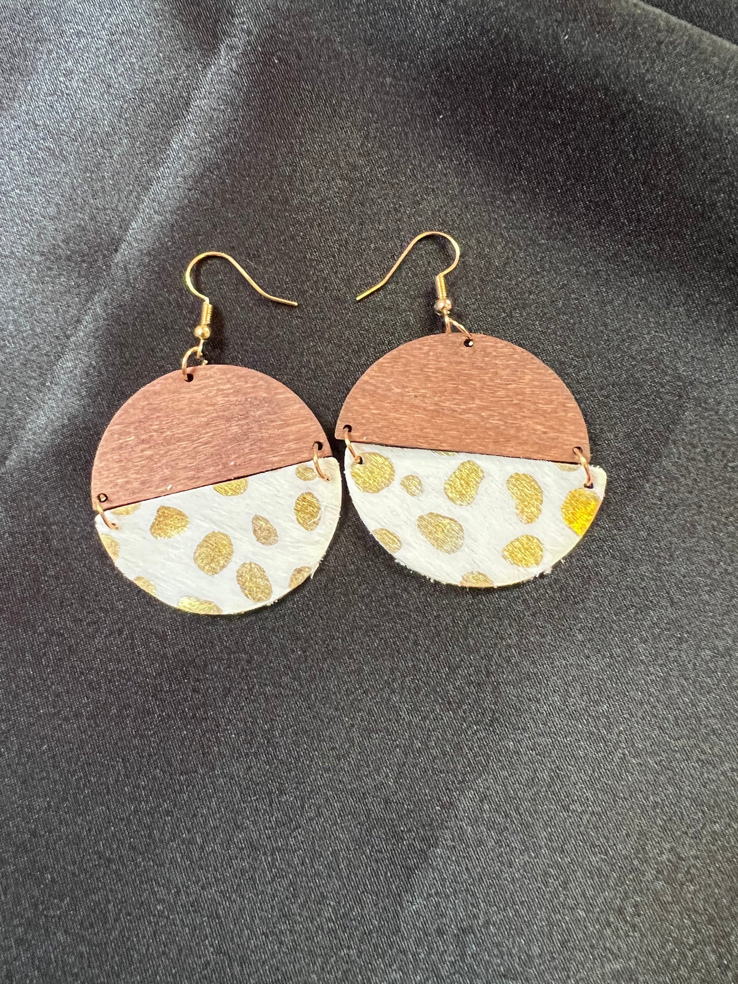 Gold dot Cow hide earrings