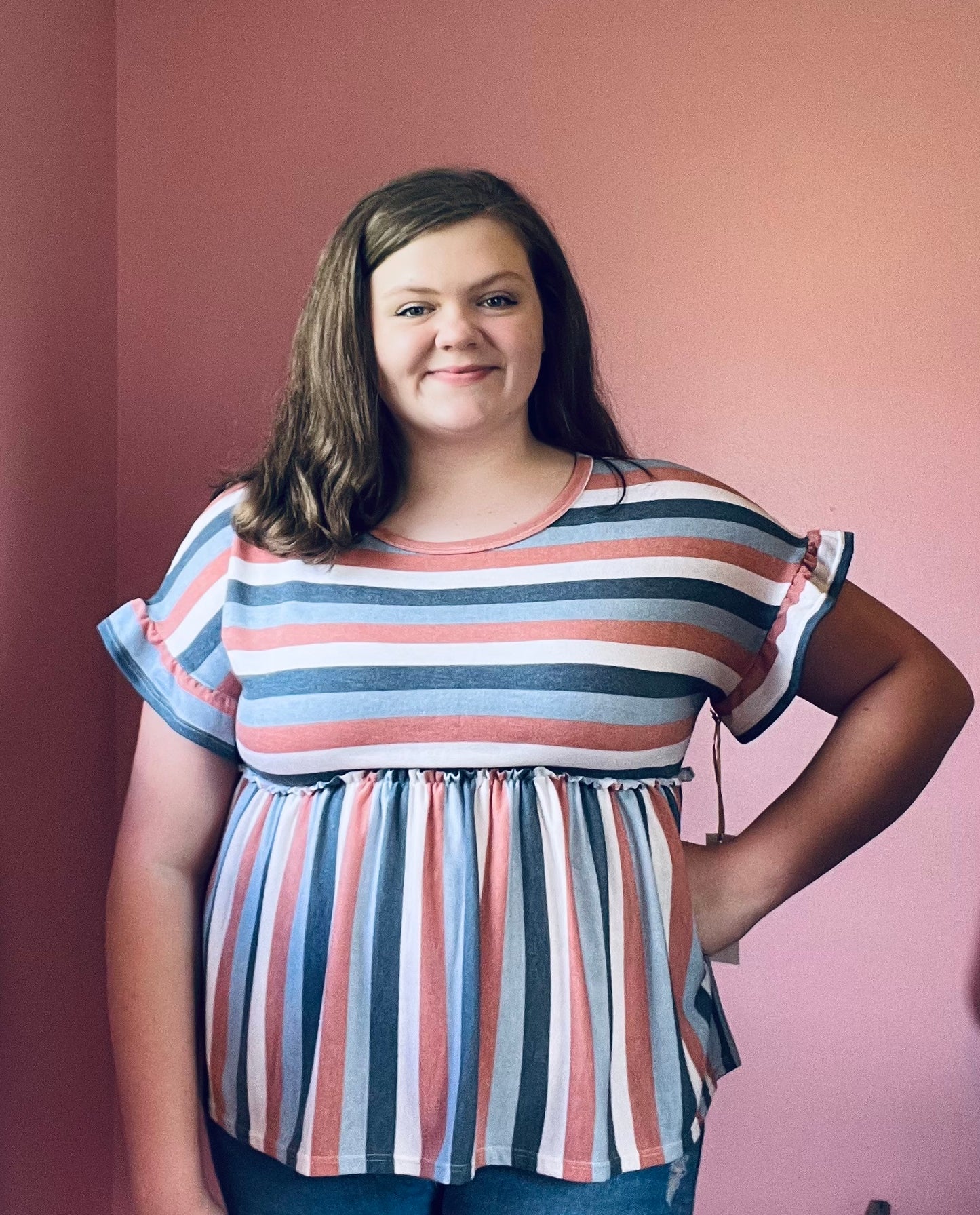 Color Block Babydoll Top