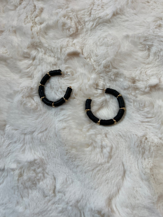 Black Boho Beaded Earrings